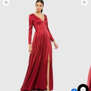 Macduggal Red Satin Evening Gown